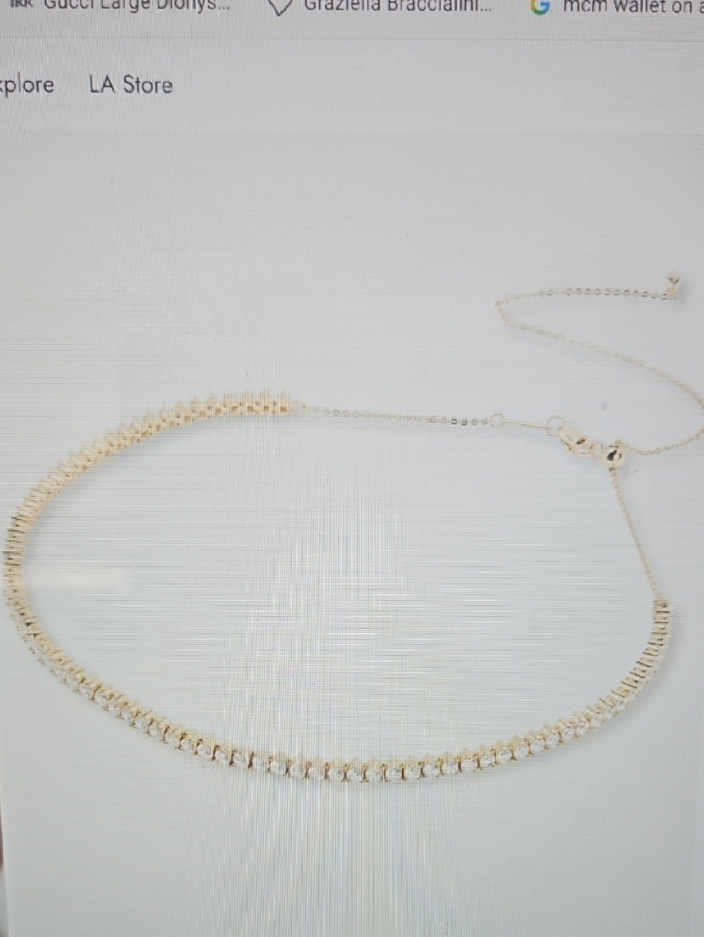 Melinda Maria  Not Your Basic Tennis Choker  Gold|White Diamondettes - Picture 8 of 8